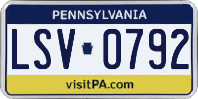 PA license plate LSV0792