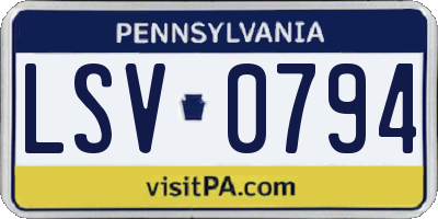 PA license plate LSV0794