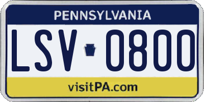 PA license plate LSV0800