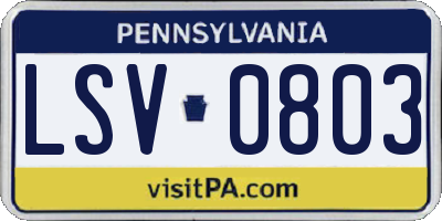 PA license plate LSV0803