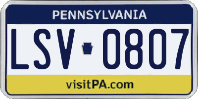 PA license plate LSV0807