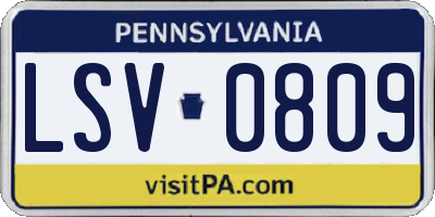 PA license plate LSV0809