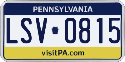 PA license plate LSV0815
