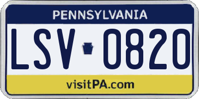 PA license plate LSV0820