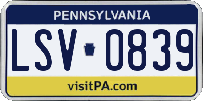 PA license plate LSV0839