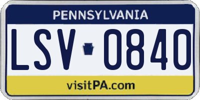 PA license plate LSV0840