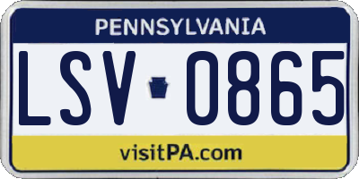 PA license plate LSV0865