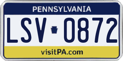 PA license plate LSV0872