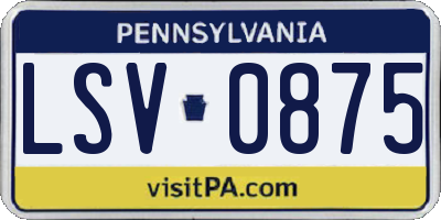 PA license plate LSV0875