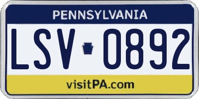 PA license plate LSV0892