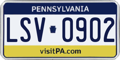 PA license plate LSV0902