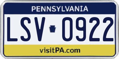 PA license plate LSV0922