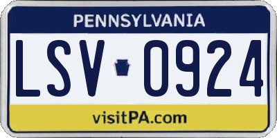 PA license plate LSV0924