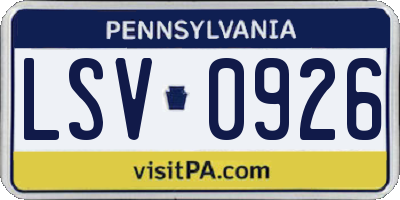 PA license plate LSV0926