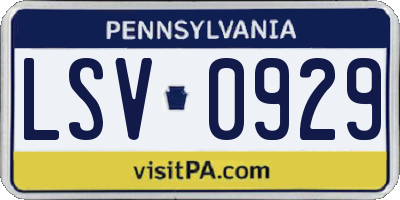 PA license plate LSV0929
