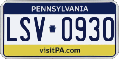 PA license plate LSV0930