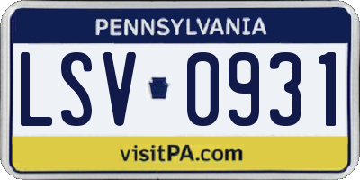 PA license plate LSV0931