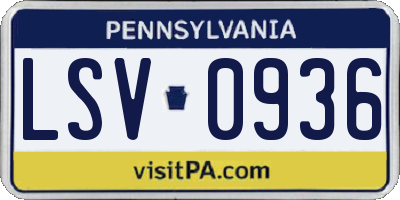 PA license plate LSV0936