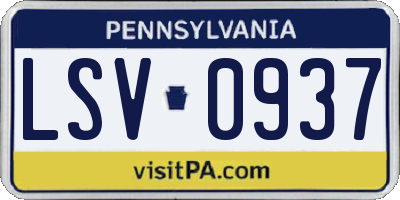 PA license plate LSV0937