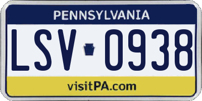 PA license plate LSV0938