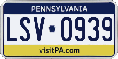PA license plate LSV0939