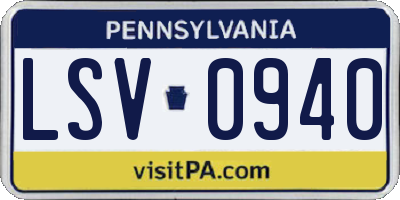 PA license plate LSV0940