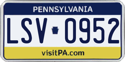 PA license plate LSV0952