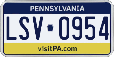 PA license plate LSV0954