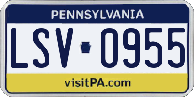 PA license plate LSV0955