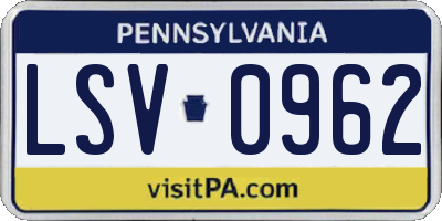 PA license plate LSV0962