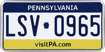 PA license plate LSV0965