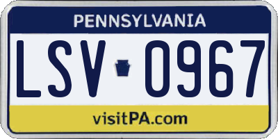 PA license plate LSV0967