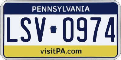 PA license plate LSV0974