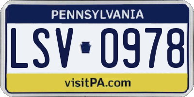 PA license plate LSV0978