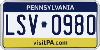 PA license plate LSV0980