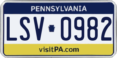 PA license plate LSV0982