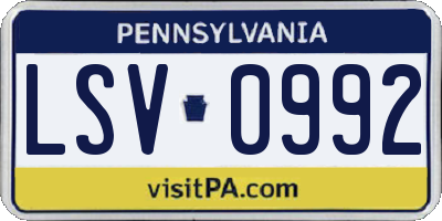 PA license plate LSV0992