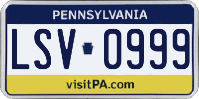 PA license plate LSV0999