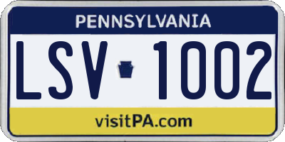 PA license plate LSV1002