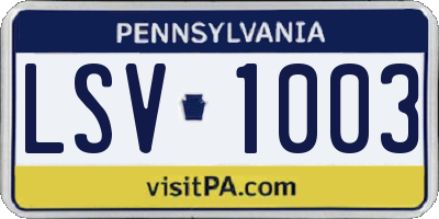 PA license plate LSV1003
