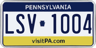 PA license plate LSV1004