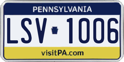 PA license plate LSV1006
