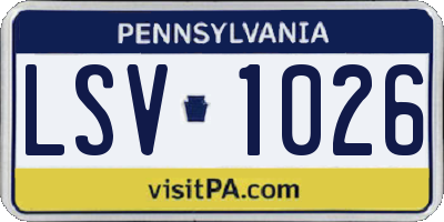 PA license plate LSV1026