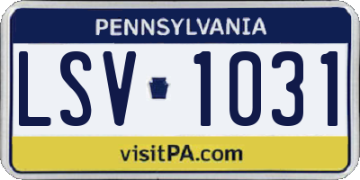 PA license plate LSV1031