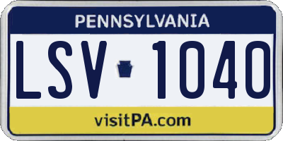 PA license plate LSV1040