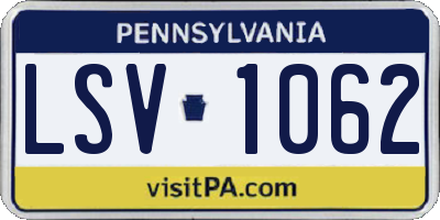 PA license plate LSV1062