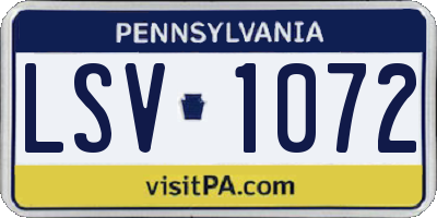 PA license plate LSV1072