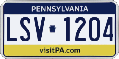 PA license plate LSV1204
