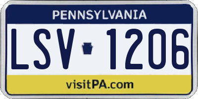PA license plate LSV1206