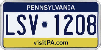 PA license plate LSV1208